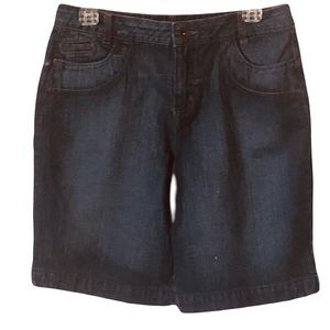 Faded Glory Women’s Dark Wash Blue Denim Bermuda Jean Shorts  Size 6